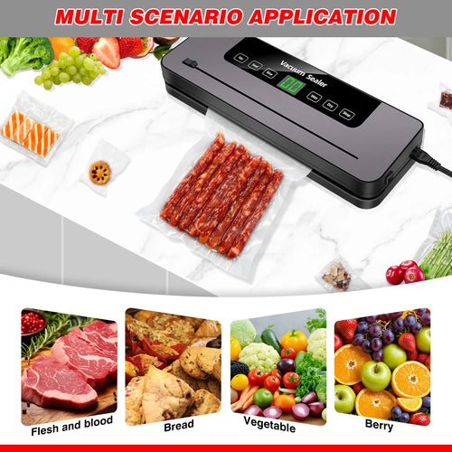 Electric Sealing Machine Automatic Vacuum Sealer 60Kpa Vacuum Food Sealer Dry Wet Packing with 10 Free Sealing Bags